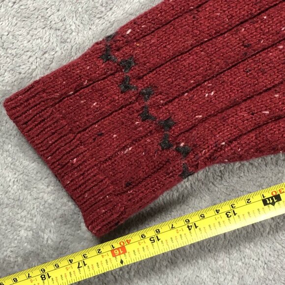 Woolrich Sweater Womens XL Red V Neck Wool Bright Ruby Heather Cozy Cabincore - Picture 9 of 10
